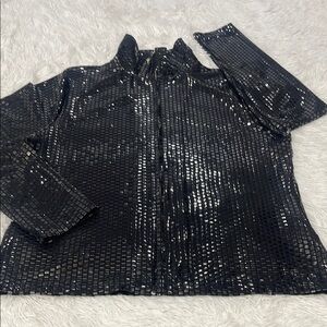 Lisa International Black Shiny Top WOMENS SIZE M